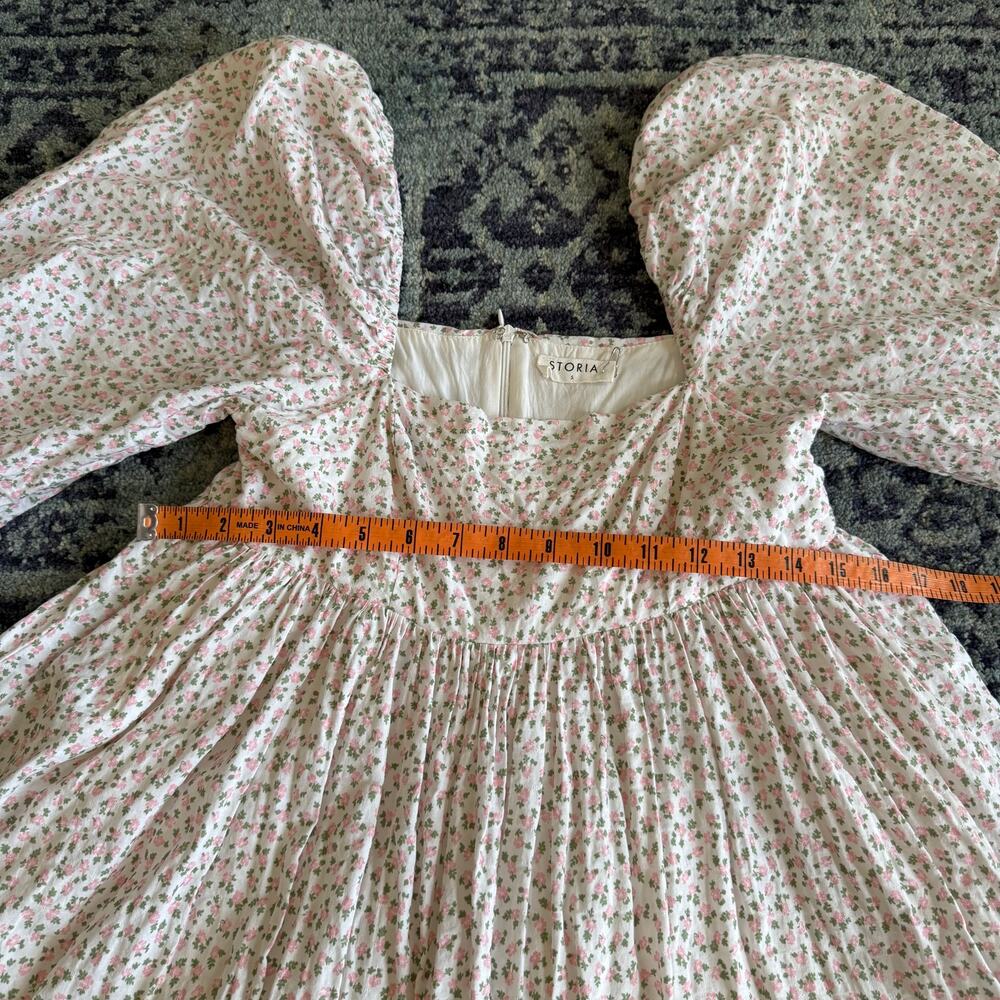 STORIA NWOT Floral Puff Sleeve Tiered Maxi Dress Summer Fairycore Preppy Boho - Picture 15 of 15